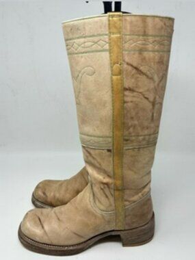 FRYE Campus Stitching Horse Banana Western Boots Women's 9E